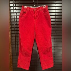 Bill Blass Red Corduroy Ankle Cropped Pants EUC
